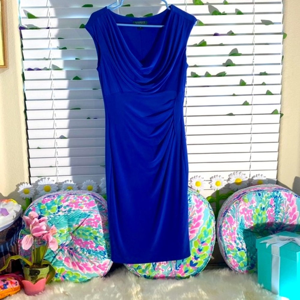 Lauren Ralph Lauren bright blue stretchy dress